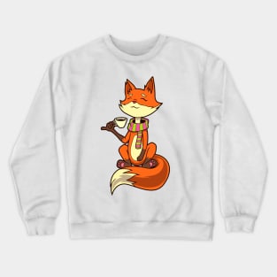 Fox drinking coffee - coffee drinker Crewneck Sweatshirt